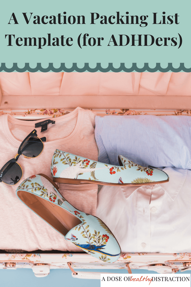 a vacation packing list template for ADHD