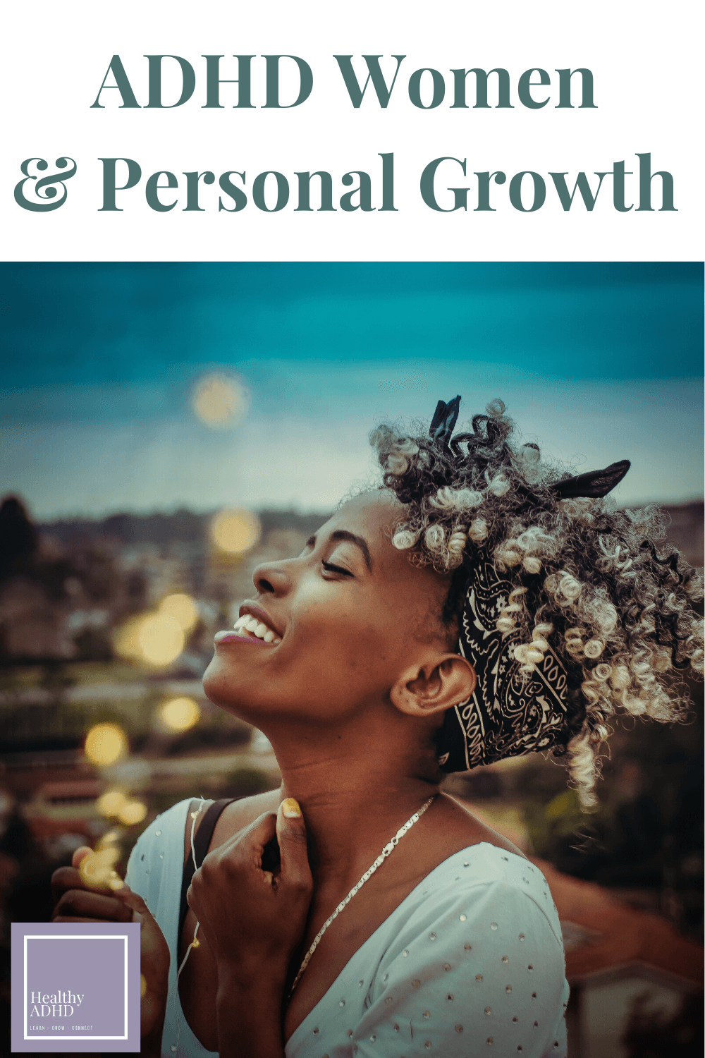 ADHD woman looking up at the sky