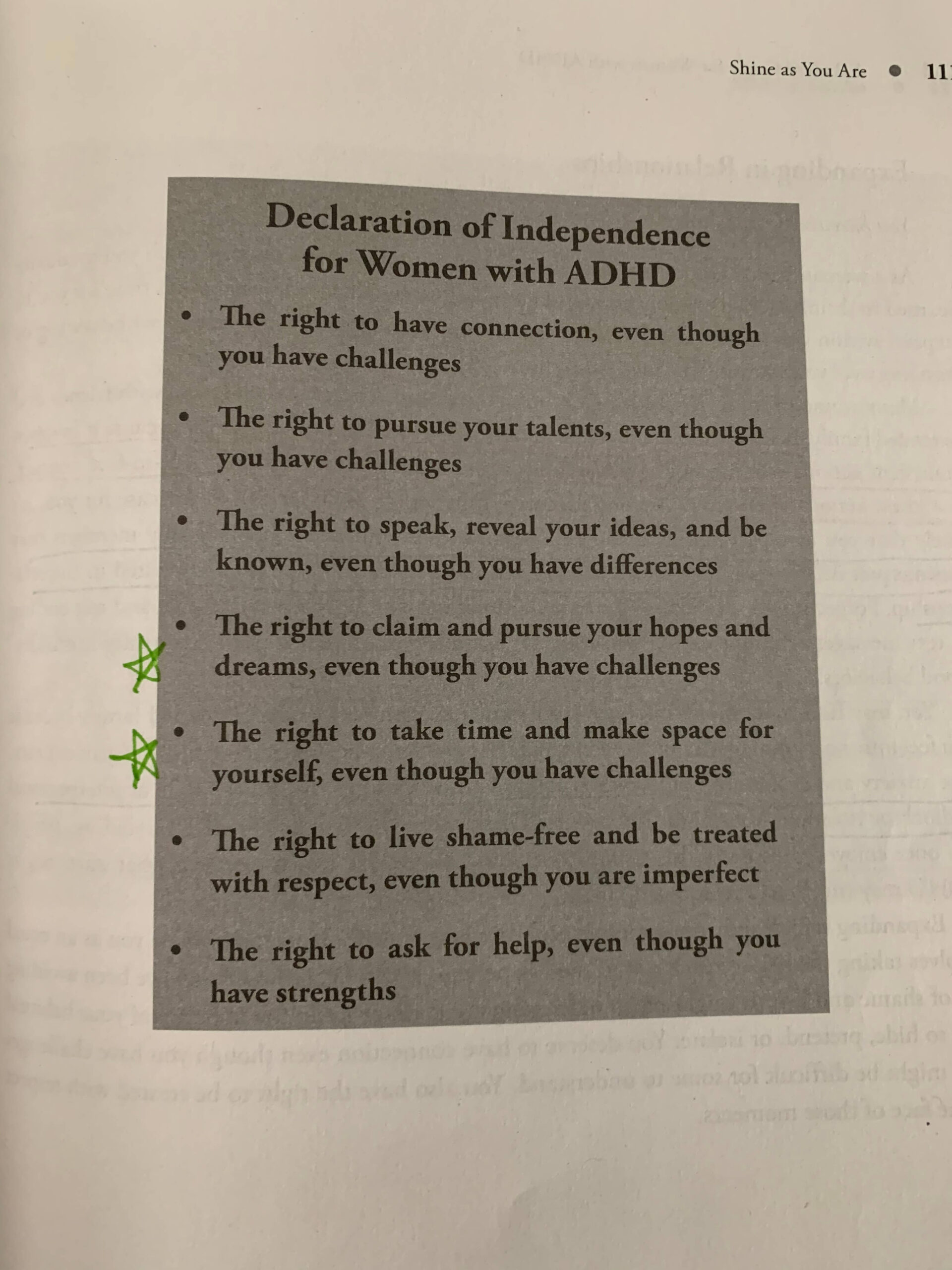 Declaration of Independence for ADHD women