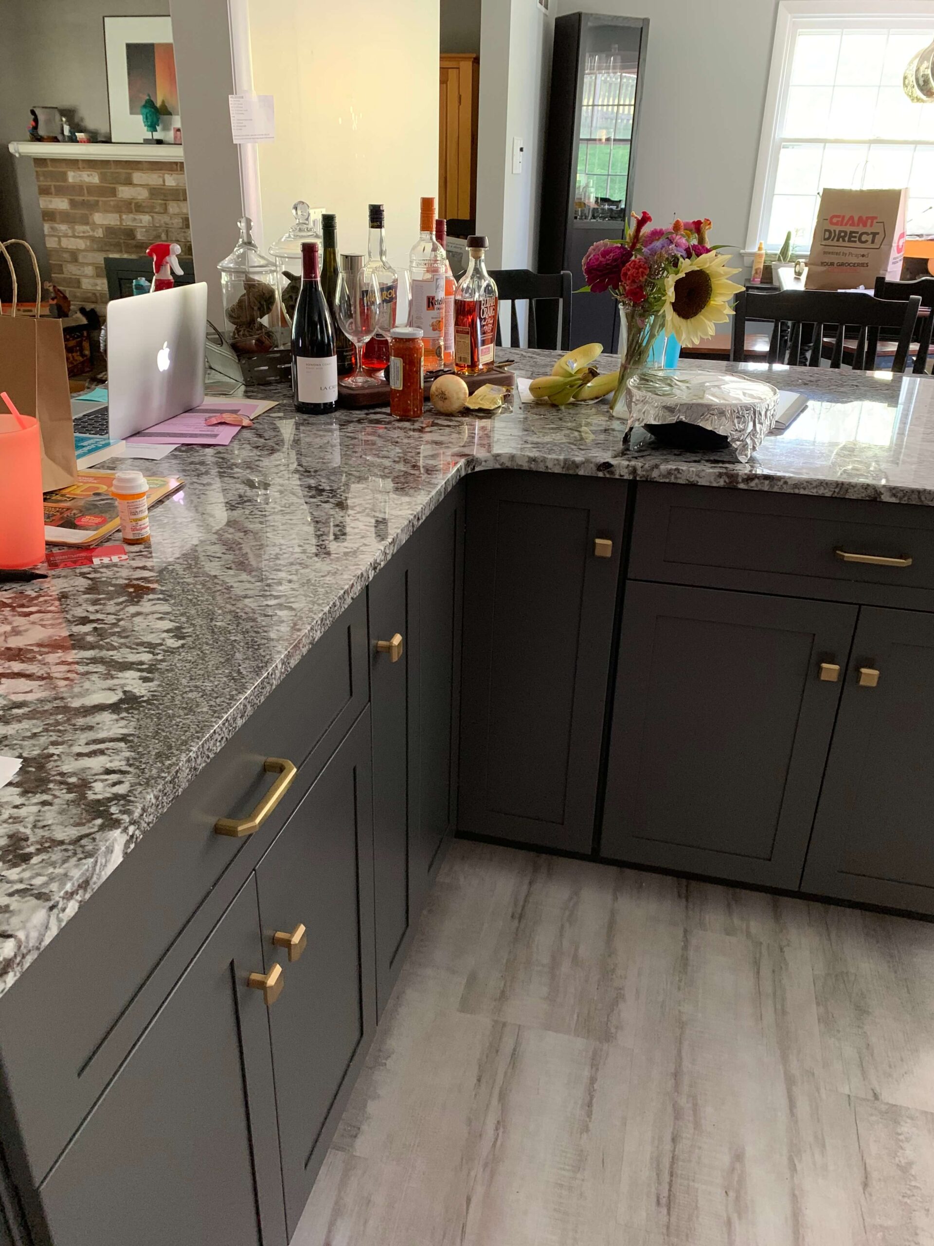 cluttered kitchen counter
